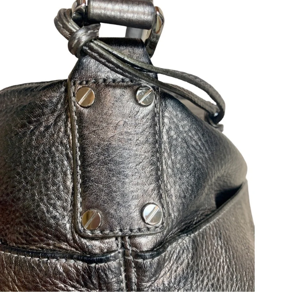 Michael Kors Silver Pebbled Leather Hobo Purse